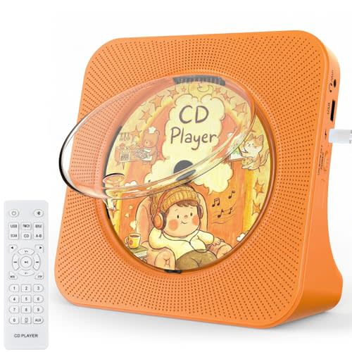 Gueray Portable CD Player with Bluetooth, Desktop CD Music Players for Home Built-in Double HiFi Sound Speakers FM Radio with Remote Cute Women's Christmas Birthday Gifts,Gifts for Music Lovers