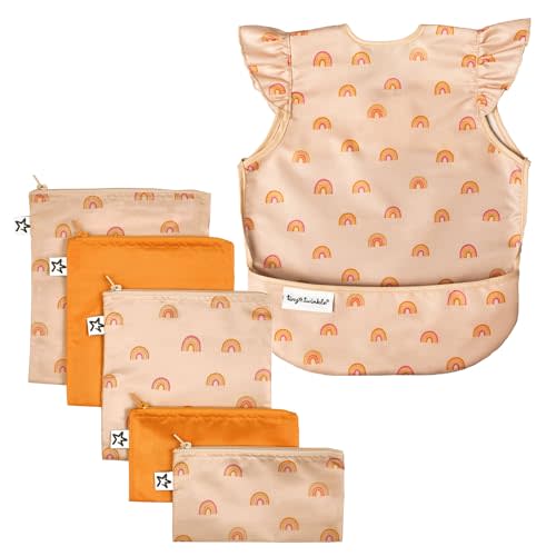Tiny Twinkle Mess-proof Apron Bib and Reusable Snack Bags Bundle