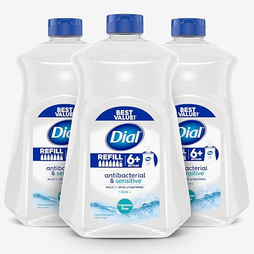 Dial Antibacterial Liquid Hand Soap, Fragrance Free, 52 fl oz, 3-Pack