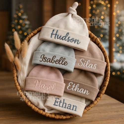 Custom Embroidered Baby Knot Hat: Soft Cotton Newborn Beanie