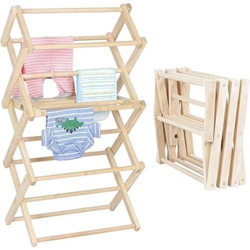 Pennsylvania Woodworks Clothes Drying Rack: Solid Maple Hard Wood Laundry Rack for Baby Clothes, Hand Towels, Delicates & More, Durable Small Folding Drying Rack, Made in USA, No Assembly Needed