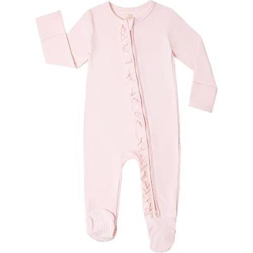 Baby Girl Sleeper Viscose from Bamboo Zipper Footies Pjs NB-24Mon
