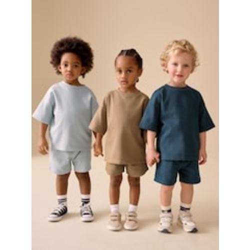 Buy Black/Brown/Neutral Textured Short Sleeve T-Shirt and Shorts Set 3 Pack (3mths-7yrs) from Next USA