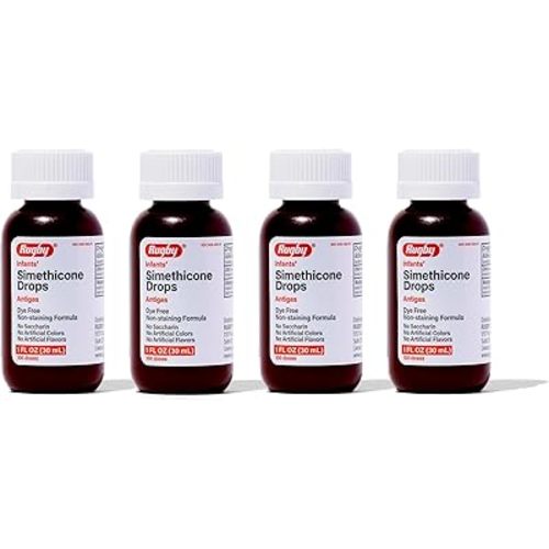 Rugby Dye-Free Infants' Gas Drops - Simethicone 20 mg Liquid Drops for Newborns, Babies, Toddlers, and Kids - Fast Relief from Gas Discomfort - No Artificial Colors or Flavors - 1 Fl. Oz. (4 Pack)