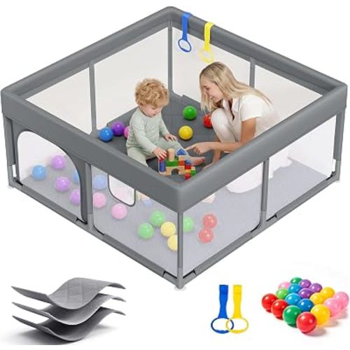 Kidirect Baby Playpen 47x47 Inches Charcoal