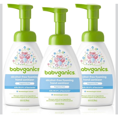 Babyganics Alcohol-Free Foaming Hand Sanitizer, Pump Bottle, Fragrance Free, 8.45 oz, 3 Pack
