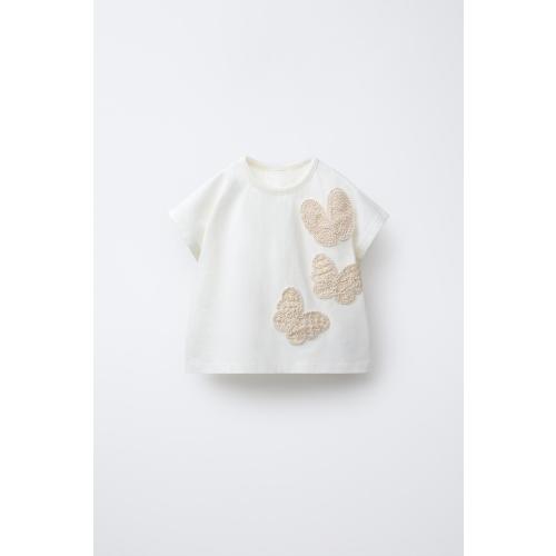 CROCHET BUTTERFLY T-SHIRT - Ecru | ZARA United States