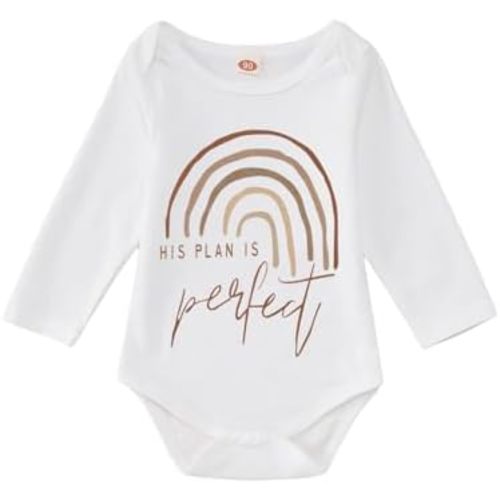 CM C&M WODRO Newborn Baby Boy Girl Bodysuit Answered Prayer Rainbow Onesie Romper Jumpsuit Long Sleeve Infant Outfit Clothes
