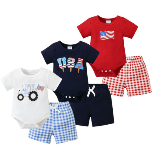 Jecson Newborn Boy Clothes Baby Boy Outfits Summer Set 6-Piece Cotton Short Sleeve Top and Shorts for 0-18M