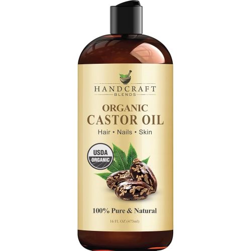 Handcraft Blends Organic Castor Oil - 16 Fl Oz - 100% Pure and Natural - Premium Grade Carrier Oil for Hair Growth, Eyelashes and Eyebrows - Hair and Body - Expeller-Pressed & Hexane-Free