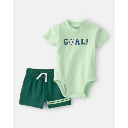 Baby Boy 2-Piece Soccer Goal Short-Sleeve Bodysuit & Short Set - Green | Carter's
