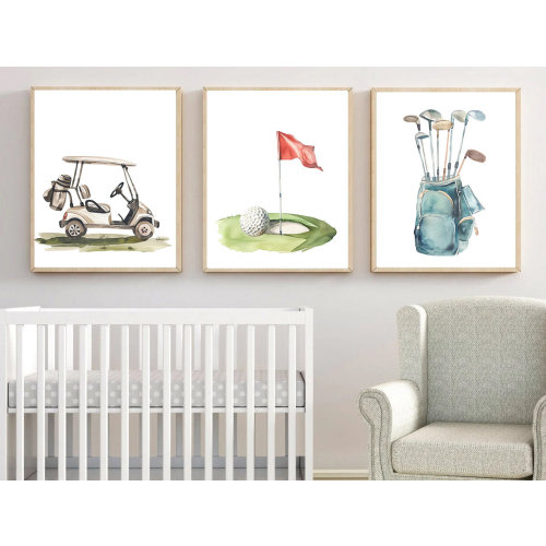 Golf Wall Art: Boy Bedroom Sports Decor Set of 3 - Framed, Canvas, or Art Prints