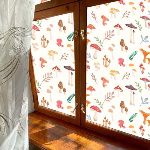 JingChun Mushroom Wall Decals Peel and Stick for Bedroom Nursery Decor, Mushroom Wall Stickers for Bathroom Decor, Mushroom Wallpaper Peel and Stick,Vinyl Nature Wall Decals Stickers