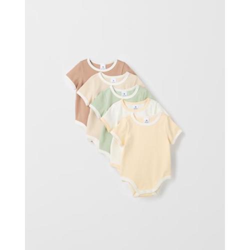 Organic Cotton Baby Ringer Rib Bodysuit 5 Pack