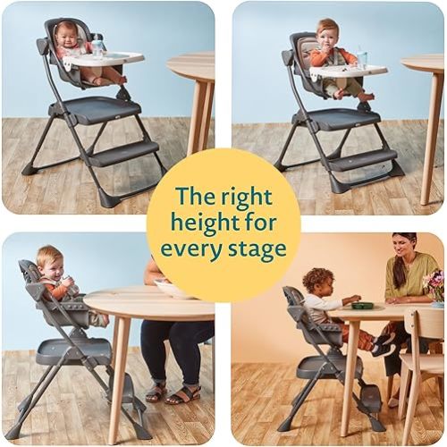 The First Years Foldable Toddler Tower and High Chair - 2-in-1 Baby High Chair and Toddler Step Stool - Adjustable Grow with Me Height - Folds Flat & Easy to Clean - Kids Stool with Non-Slip Surface