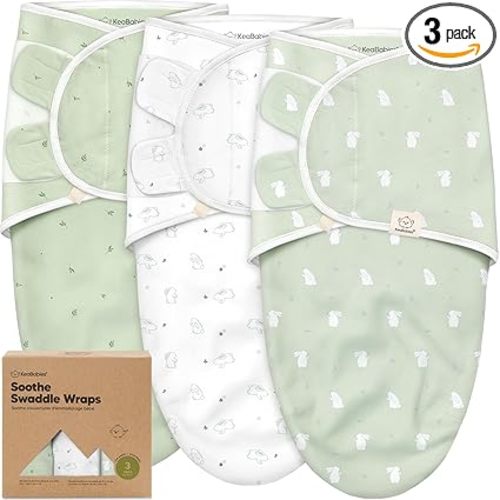 3-Pack Organic Baby Swaddle Sleep Sacks - Swaddles for Newborns, Infant 0-3 Months, Baby Girls, Boys, Soft & Snug Newborn Sleep Sack, Nursery Swaddling Blankets (Bunnies, OS)