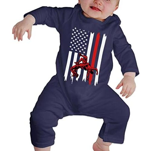 Wrestling National Flag Baby Footed Onesie Birthday Gift Bodysuit Newborn Romper