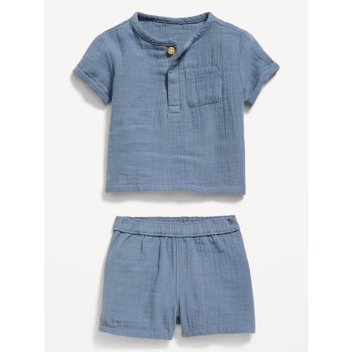 Double-Weave Pocket T-Shirt and Shorts Set for Baby