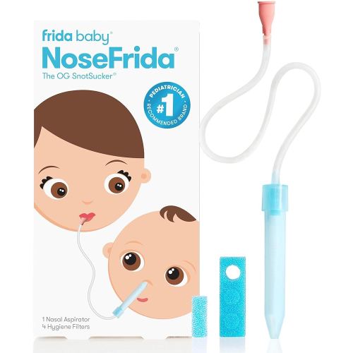 Frida Baby NoseFrida Nasal Aspirator, Snot Sucker Suitable for Newborns and Babies, Baby Nose Sucker with 4 Extra Hygiene Filters