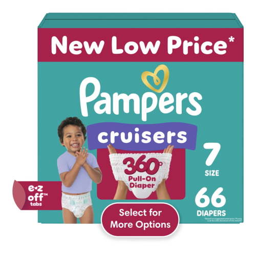 Pampers Cruisers 360 Baby Diapers Size 7, 66 Count (Select for More Options)