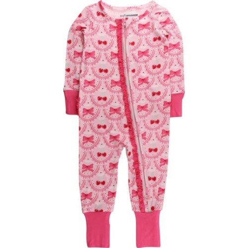 Baby Girls SoftSnooze Convertible Ruffle One Piece Pajama, 0-3M