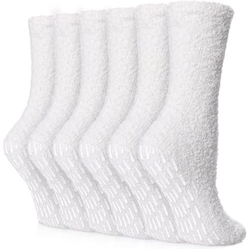 FNOVCO Non Slip Socks for Women Winter Warm Cozy Fuzzy Slipper Socks Soft Fluffy Hospital Socks with Grips