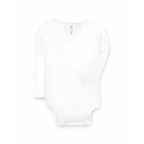 Colored Organics Baby Organic Cotton Kimono Bodysuit - Long Sleeve Infant Side Snap One Piece - Boys and Girls Clothing