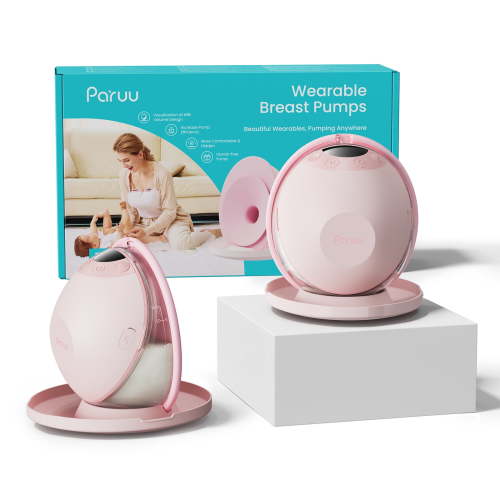 Paruu P20 Double Electric Breast Pump for Moms, 2 Pack Pink, Rechargeable