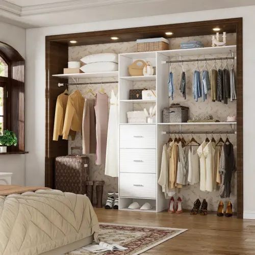 Latitude Run® Shalonna 60" - 96" Closet System with 3 Drawers & Reviews | Wayfair