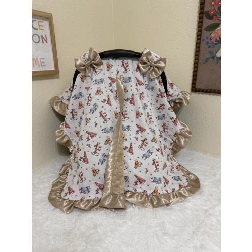 Winnie the Pooh Canopy, Handmade Infant Carrier Cover, Neutral Nursery, Baby Shower Gift, Classic Winnie the Pooh Gender Neutral Cover