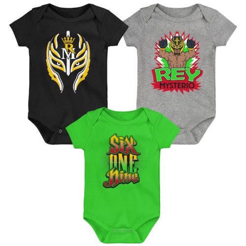 Newborn Green/Black Rey Mysterio  Three-Piece Bodysuit Set