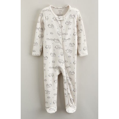 Print Zip Cotton Footie, Newborn
