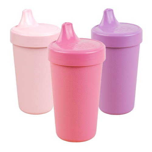 Re-Play Sippy Cups for Toddlers - 10 Oz. Reusable Spill Proof Cups for Kids, Dishwasher/Microwave Safe - Made in the USA - Set of 3 - Pixel Blush