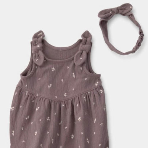 Baby Girl 2-Piece Floral Sleeveless Romper Set - Brown | Carter's