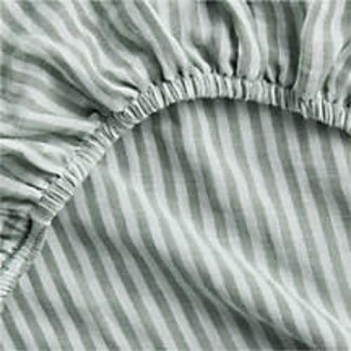 Supersoft Deep Indigo Striped 100% Organic Cotton Gauze Baby Crib Fitted Sheet