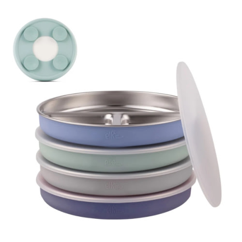 7.8" Stainless Steel Divided Plates with Suction Sleeve