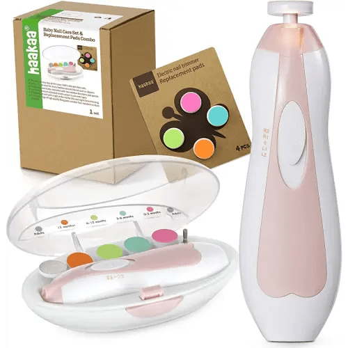 haakaa Baby Nail Trimmer Electric Baby Nail Clippers Kit for Newborn, Toddler or Adults Fingernails and Toenails Care with Extra 4 Replacement Pads New Combo