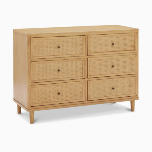 Marin 6 Drawer Dresser - Honey/Honey Cane