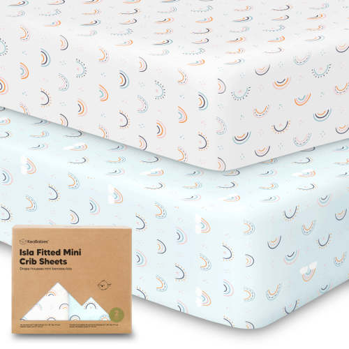 Isla Fitted Mini Crib Sheets - Jolly Rainbow / 38 x 26