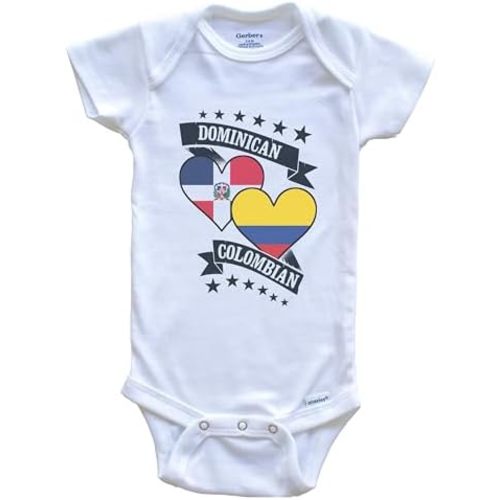 Really Awesome Shirts Dominican Colombian Heart Flags Dominican Republic Colombia Baby Bodysuit