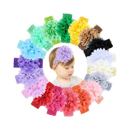 18pcs Baby Girls Headband Chiffon Flower Soft Stretchy Hair Band Hair Accessories For Baby Girls Newborns Infants Toddlers And Kids Love Valentine | SHEIN USA