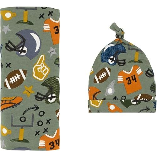 Little Sleepies Swaddle & Hat Set, Touchdown Time