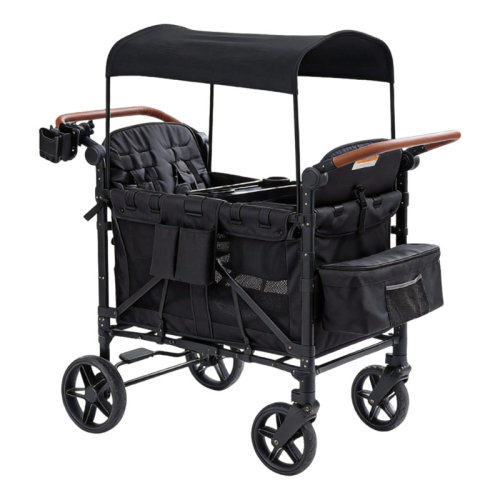 linor Stroller Wagon For 4 Kids, 4 Seater Wagon Stroller With Snack Tray, Large Storage Bag, Phone Cup Holder, Removable Canopy, Foldable Wagon Stroller 4 Seater With Adjustable Push Handles | Wayfair
