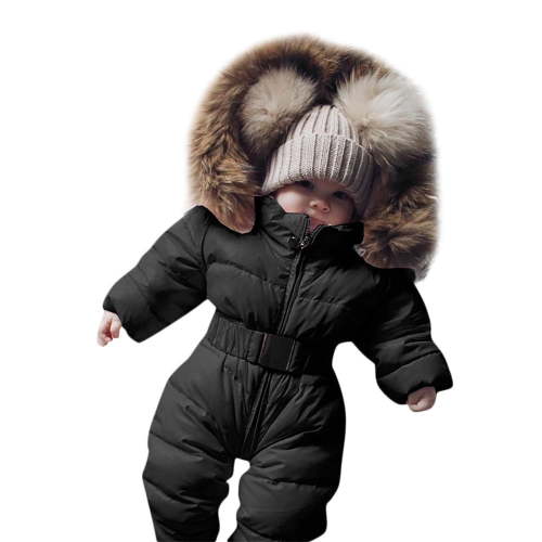 Boy Jumpsuit Winter Warm Romper Coat Outfit Baby Girl Hooded Jacket Thick Boys Outfits&Set 6-9 Months