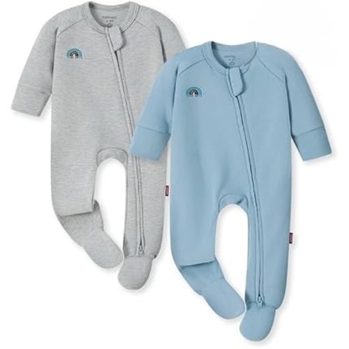 Momcozy Baby Pajamas with Temp-Sensing Label, 0-24M Footed Onesie Sleepers, Soft Romper for Newborns & Toddlers