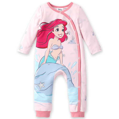 Disney Princess Ariel Baby Girls Pink One Piece The Little Mermaid Romper Coverall Outfit Gift Set