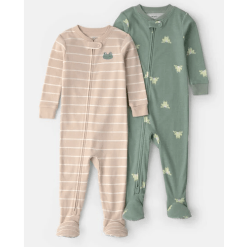 Baby 2-Pack Frog 100% Cotton Snug Fit 1-Piece Pajama - Green/Tan | Carter's