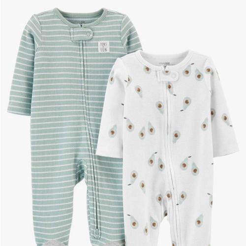 Simple Joys by Carter's unisex-baby 2-way Zip Thermal Footed Sleep and Play, Pack of 2