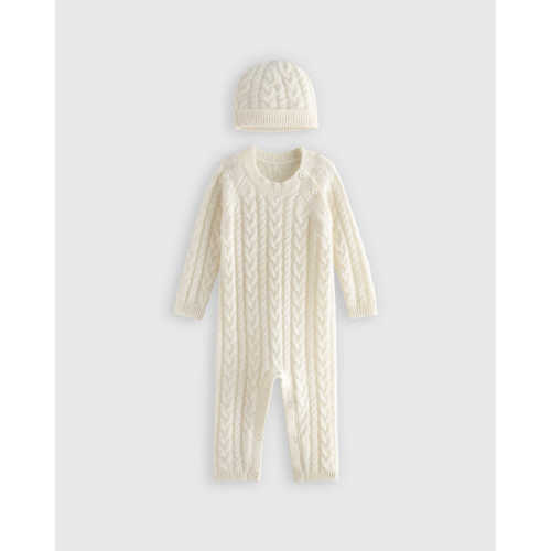Washable Cashmere Cable One Piece & Hat Set