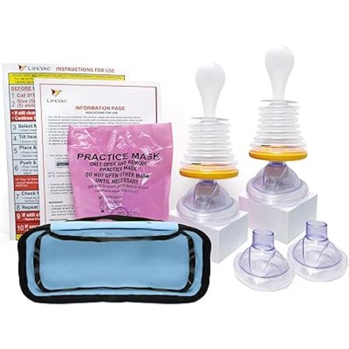 LifeVac Home & Blue Travel Kit Combo - Portable Suction Rescue Device, First Aid Kit for Kids and Adults, Portable Airway Suction Device for Children and Adults